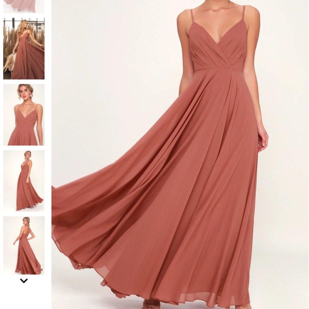NWT Lulus All About Love Rusty Rose Maxi Dress, L